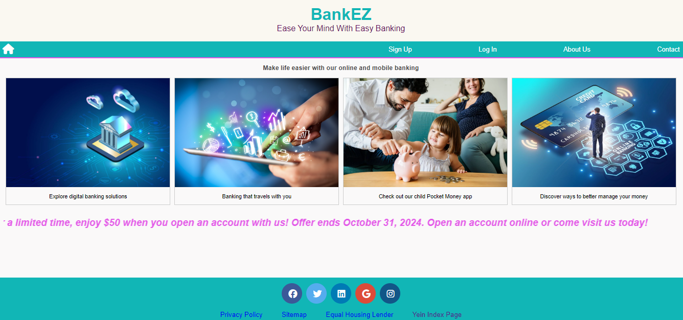 banking website