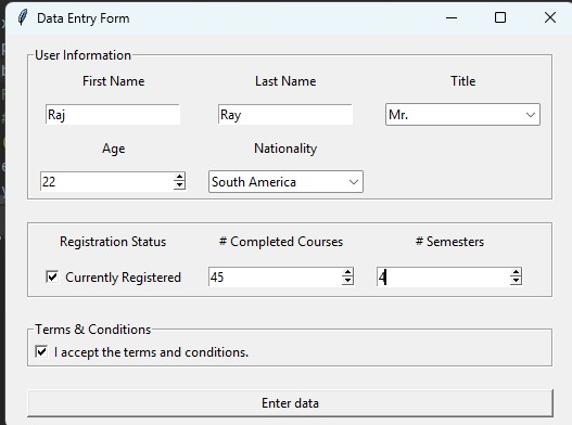 Data Entry Form